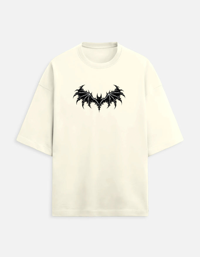 "BAT" - Unisex Terry Oversized Tee (Off White)