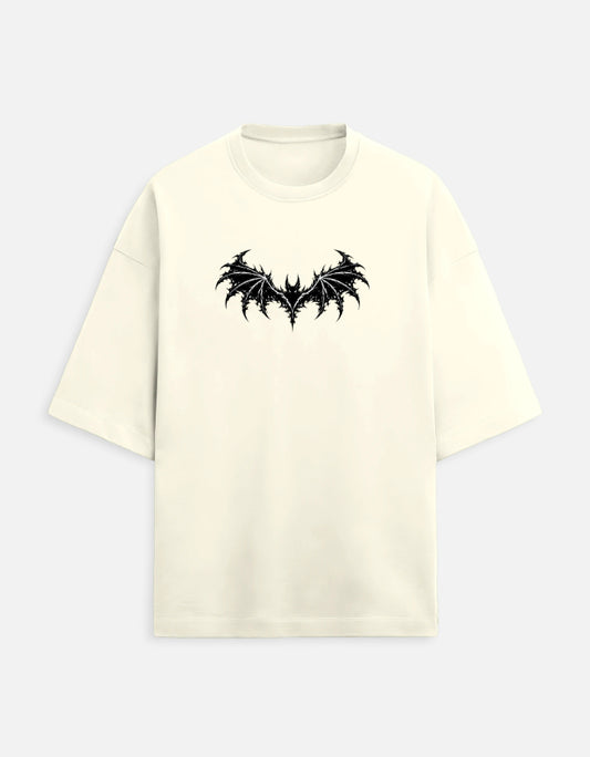"BAT" - Unisex Terry Oversized Tee (Off White)