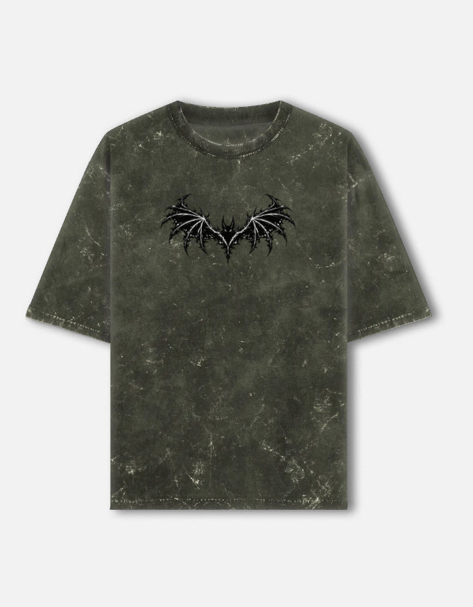 "BAT" - Unisex Acid Washed Oversized Tee